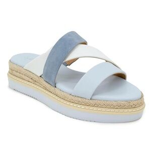 Splendid Fara French Blue Leather & Suede Strappy Espadrille Sandals Slides Sz 6